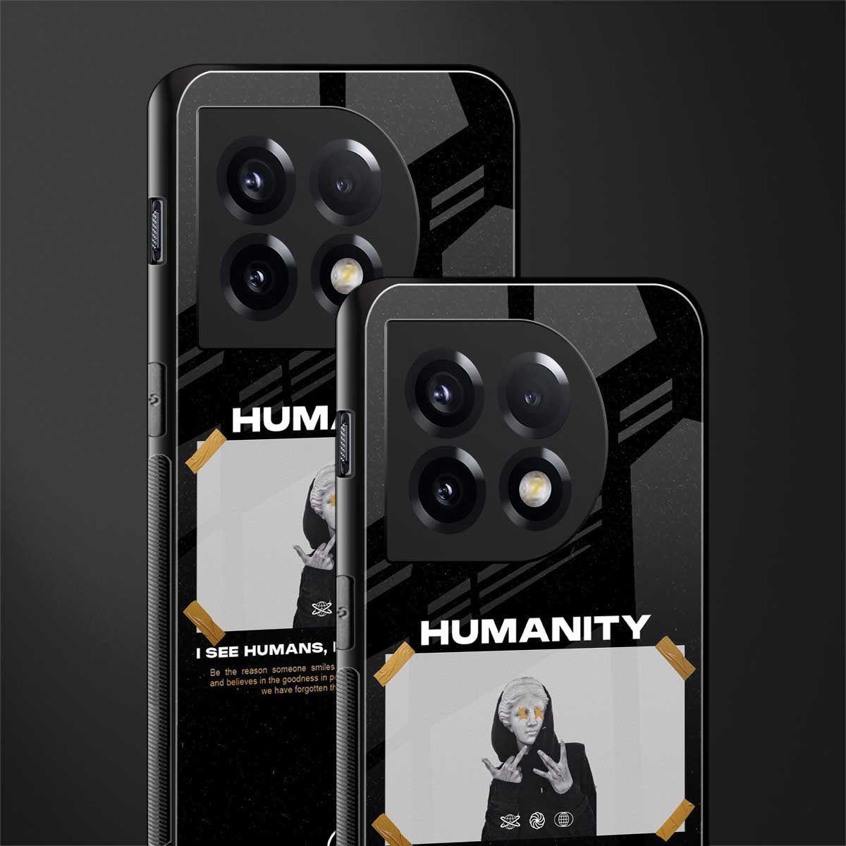 humans but no humanity back phone cover | glass case for oneplus 11