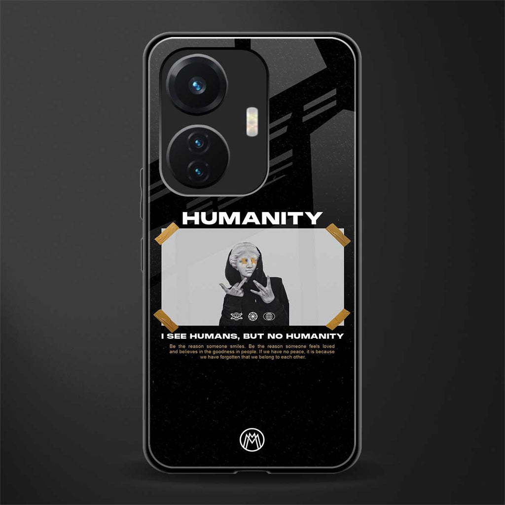 humans but no humanity back phone cover | glass case for vivo t1 44w 4g