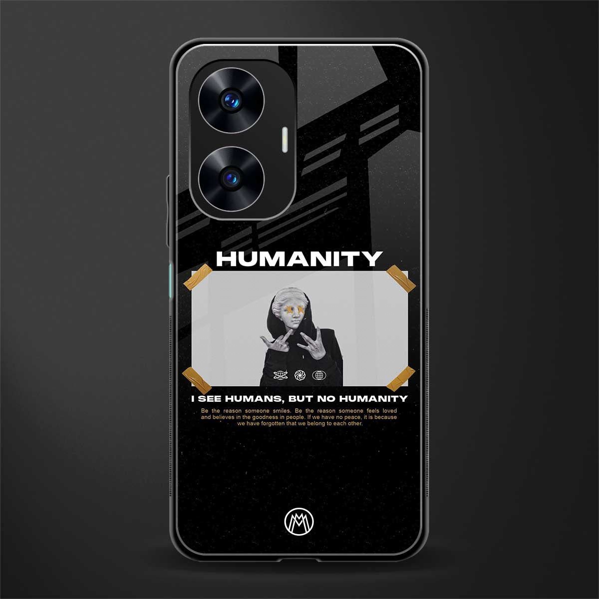 humans but no humanity back phone cover | glass case for realme c55