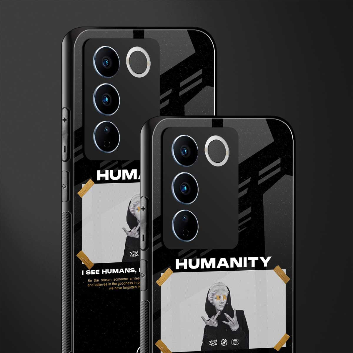 humans but no humanity back phone cover | glass case for vivo v27 pro 5g