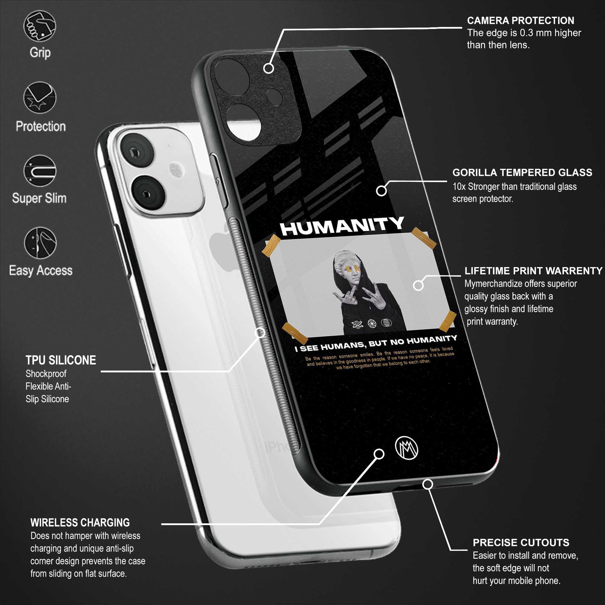humans but no humanity glass case for iphone 14 pro max image-4