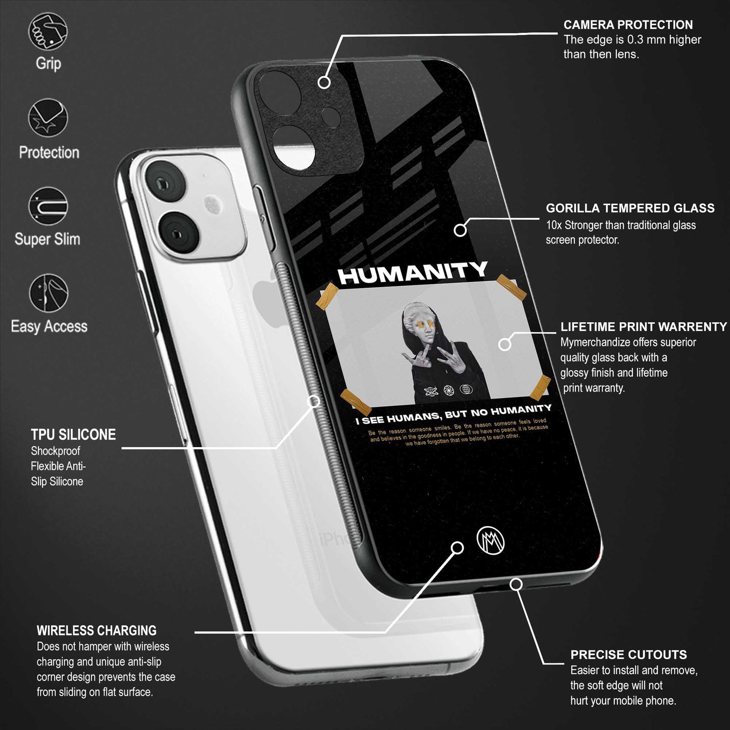 humans but no humanity glass case for iphone 11 pro image-4
