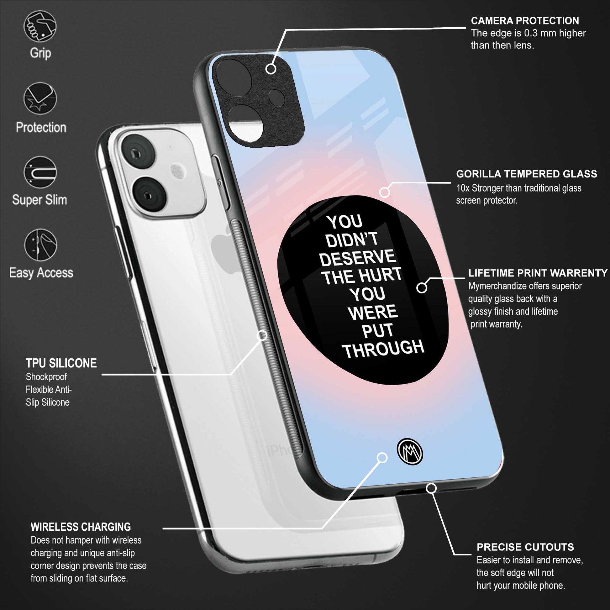 hurt back phone cover | glass case for realme c55