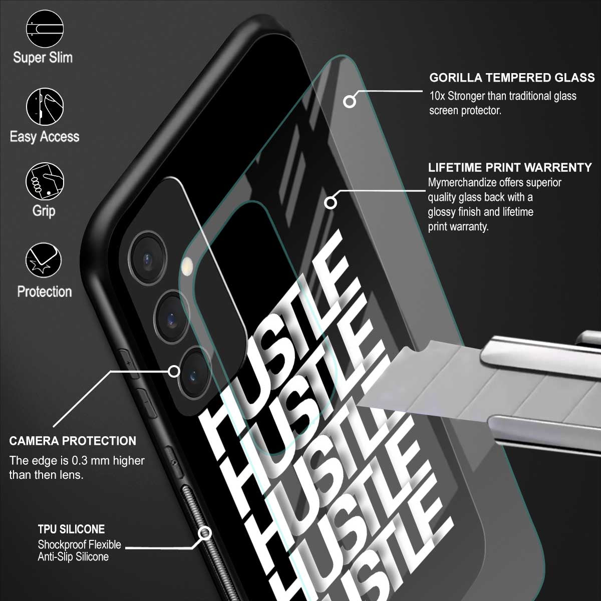 hustle back phone cover | glass case for samsung galaxy s23 fe 5g