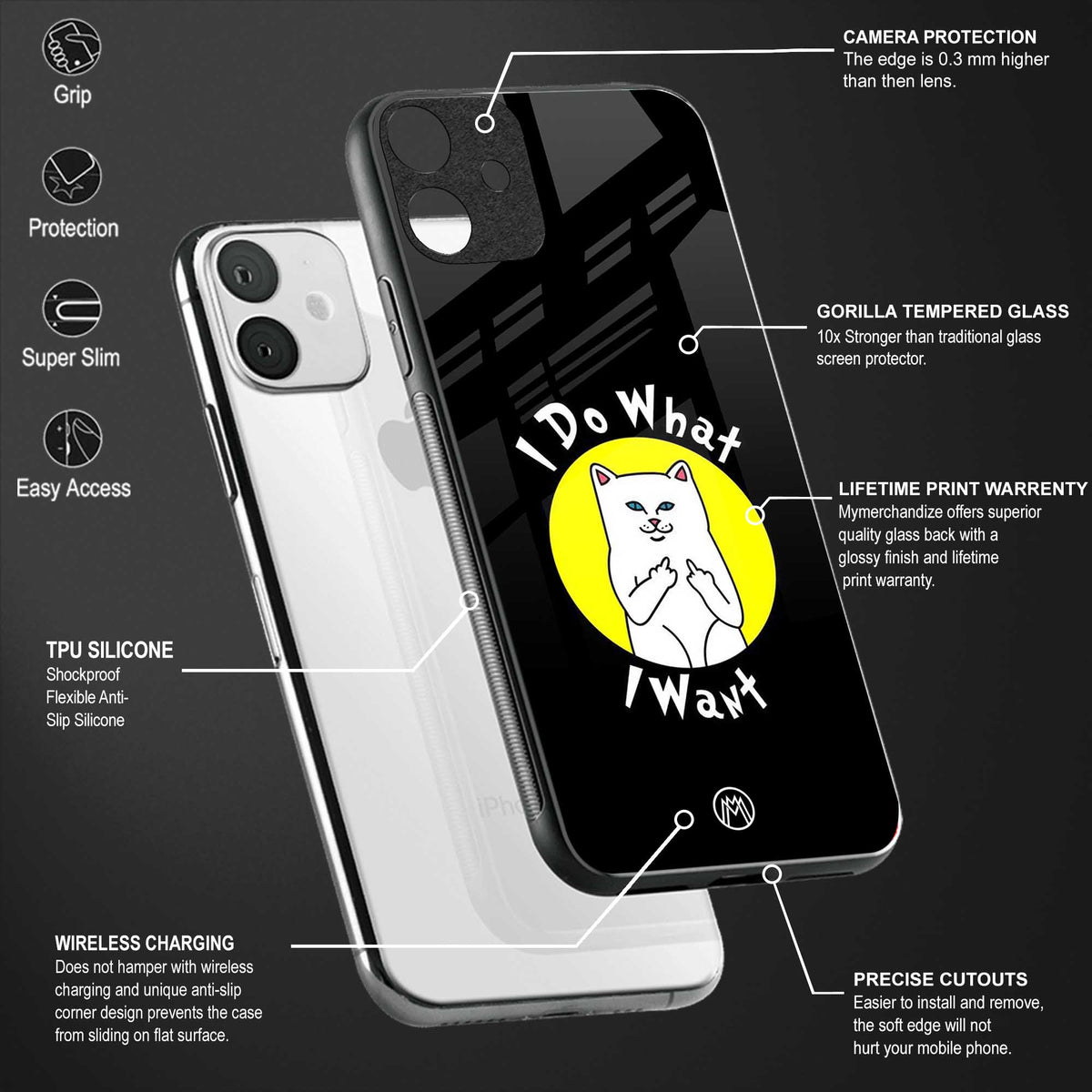 i do what i want back phone cover | glass case for oneplus 10r 5g