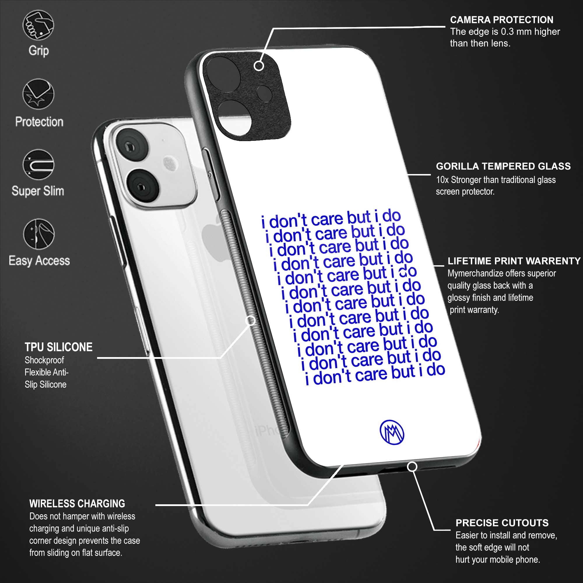 i don't care but i do back phone cover | glass case for redmi note 11 pro plus 4g/5g