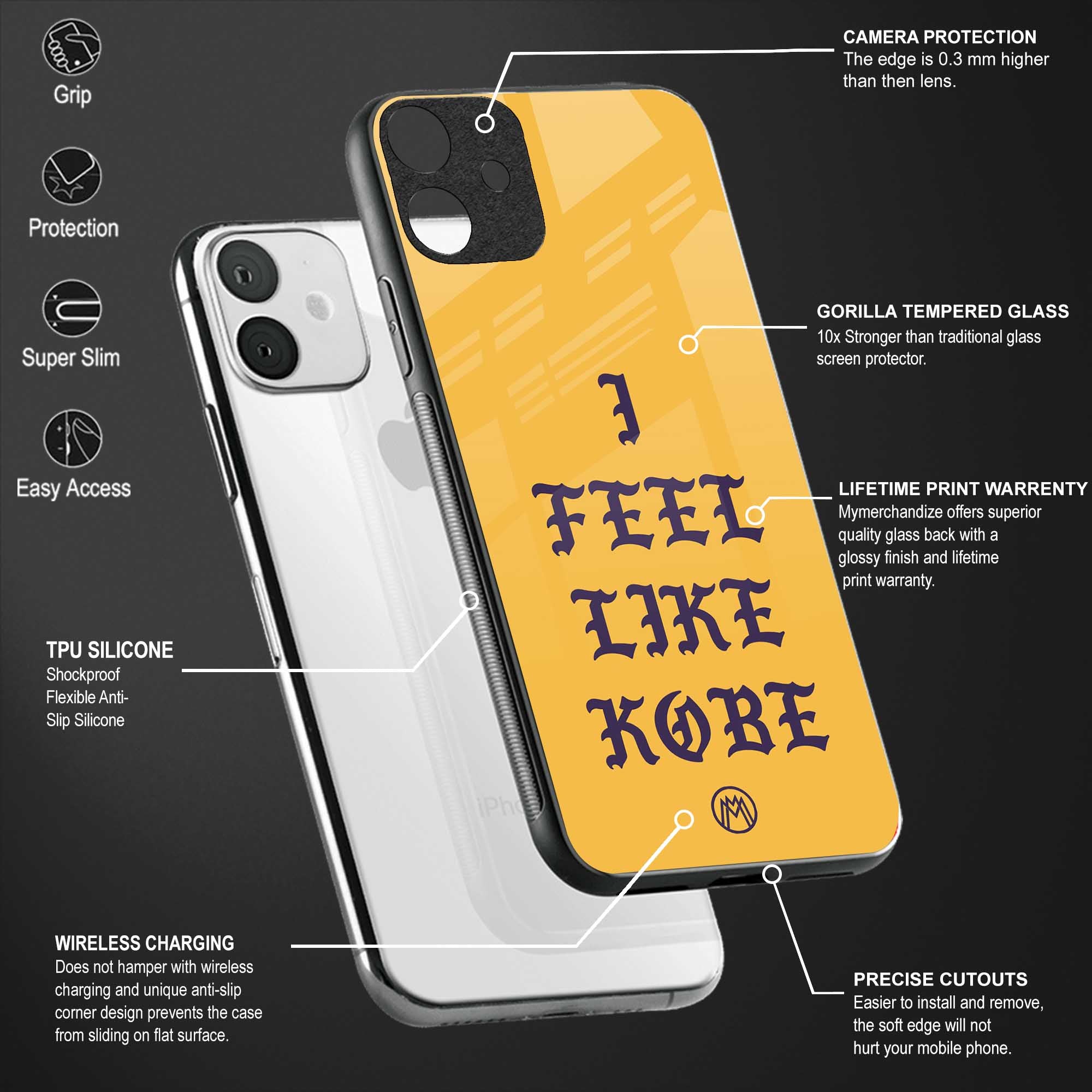 i feel like kobe back phone cover | glass case for redmi note 11 pro plus 4g/5g