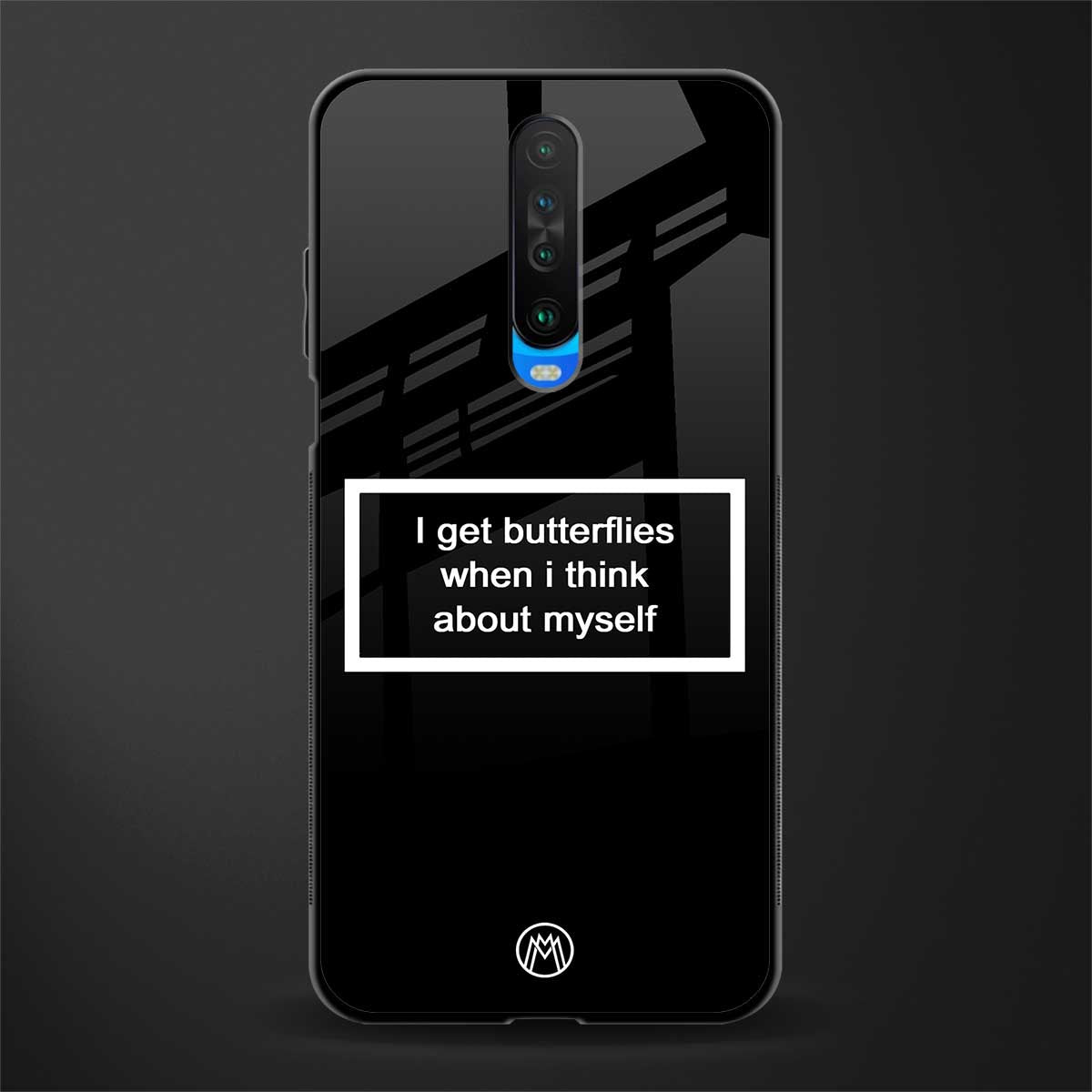 i get butterflies black edition glass case for poco x2 image