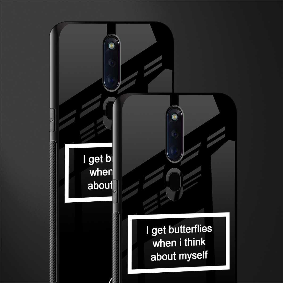 i get butterflies black edition glass case for oppo f11 pro image-2