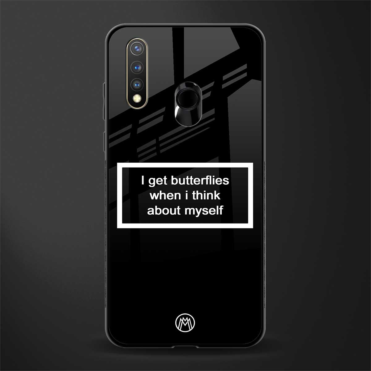 i get butterflies black edition glass case for vivo u20 image