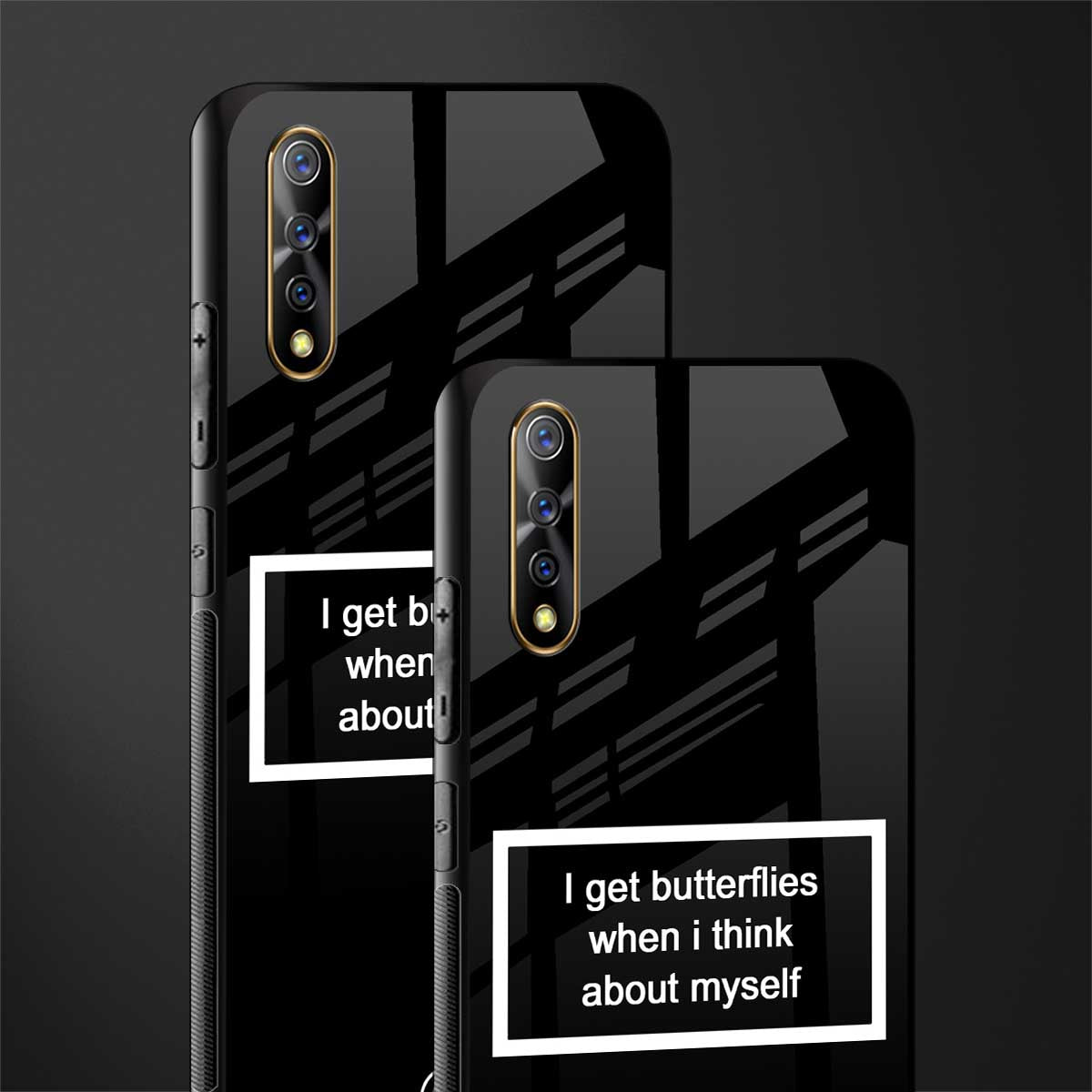 i get butterflies black edition glass case for vivo s1 image-2