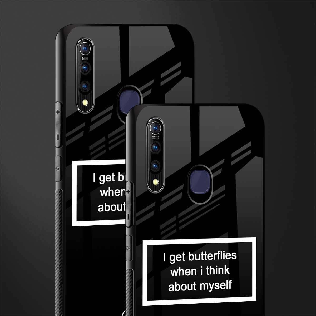 i get butterflies black edition glass case for vivo z1 pro image-2