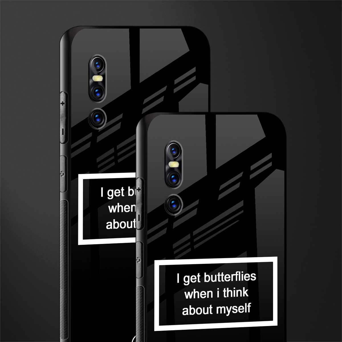 i get butterflies black edition glass case for vivo v15 pro image-2