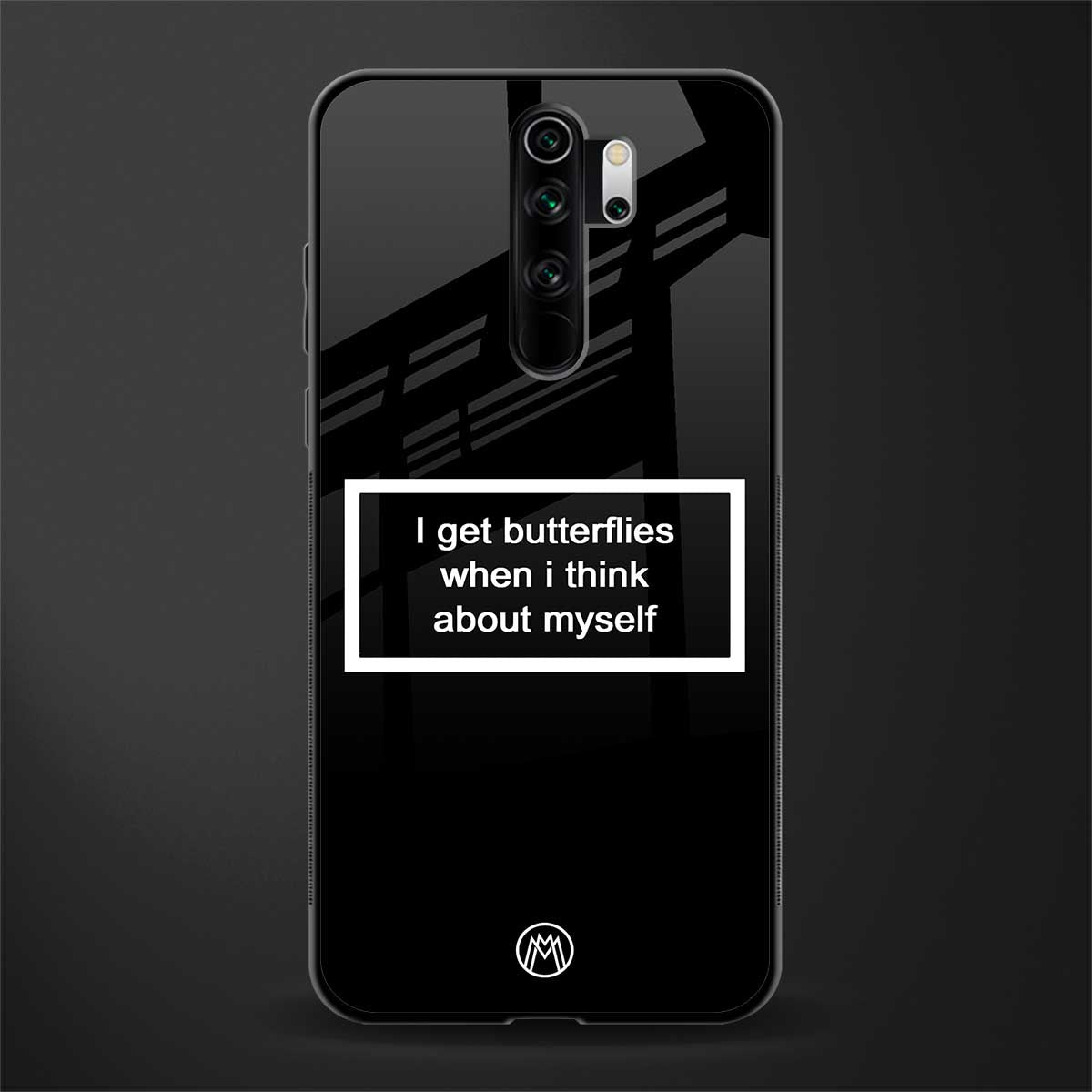 i get butterflies black edition glass case for redmi note 8 pro image