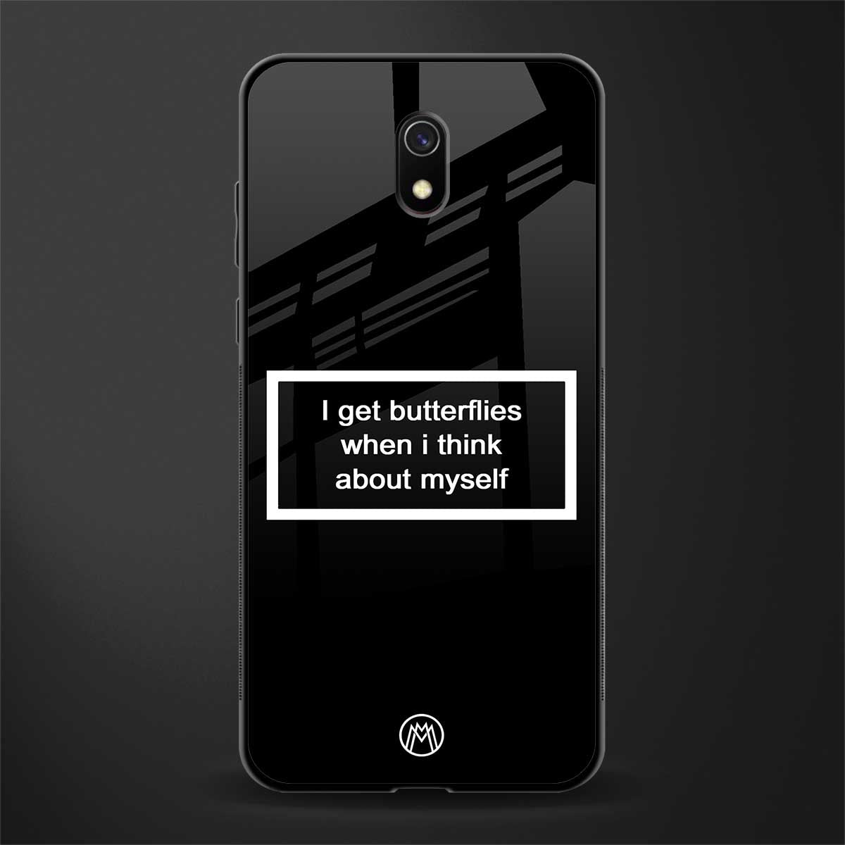 i get butterflies black edition glass case for redmi 8a image