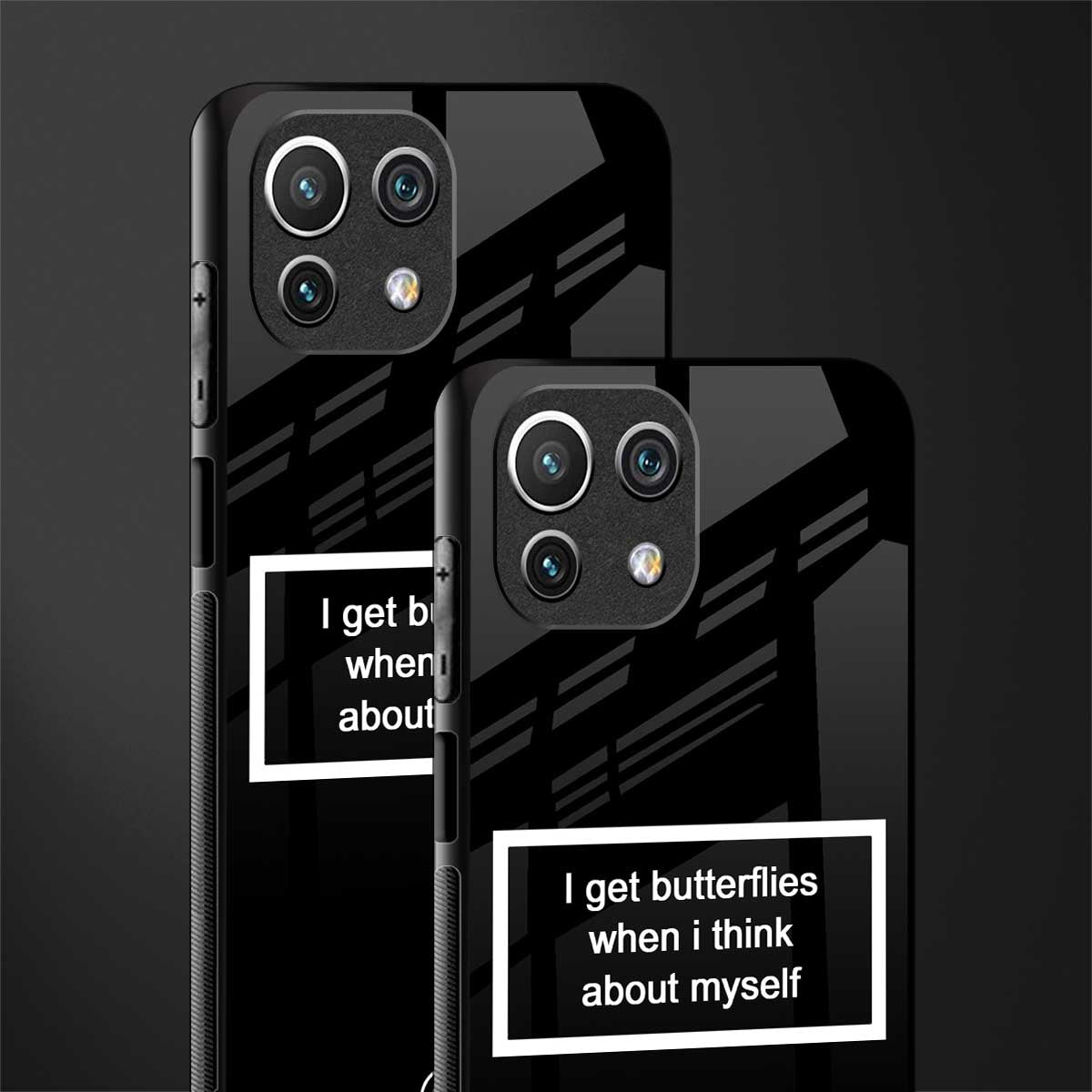 i get butterflies black edition glass case for mi 11 lite image-2
