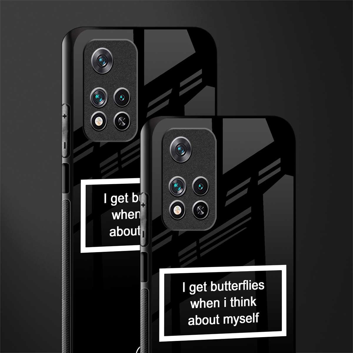 i get butterflies black edition glass case for xiaomi 11i 5g image-2