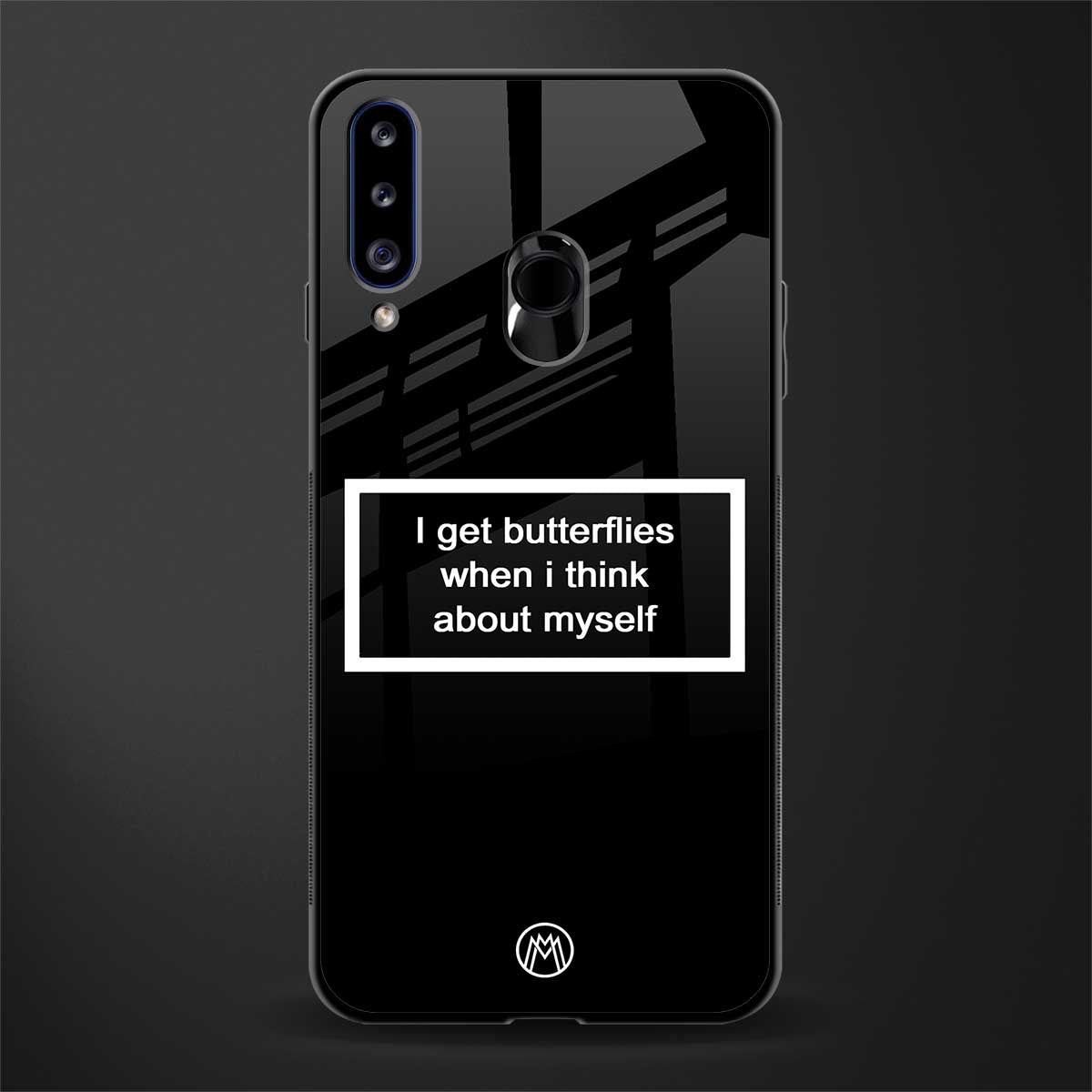i get butterflies black edition glass case for samsung galaxy a20s image