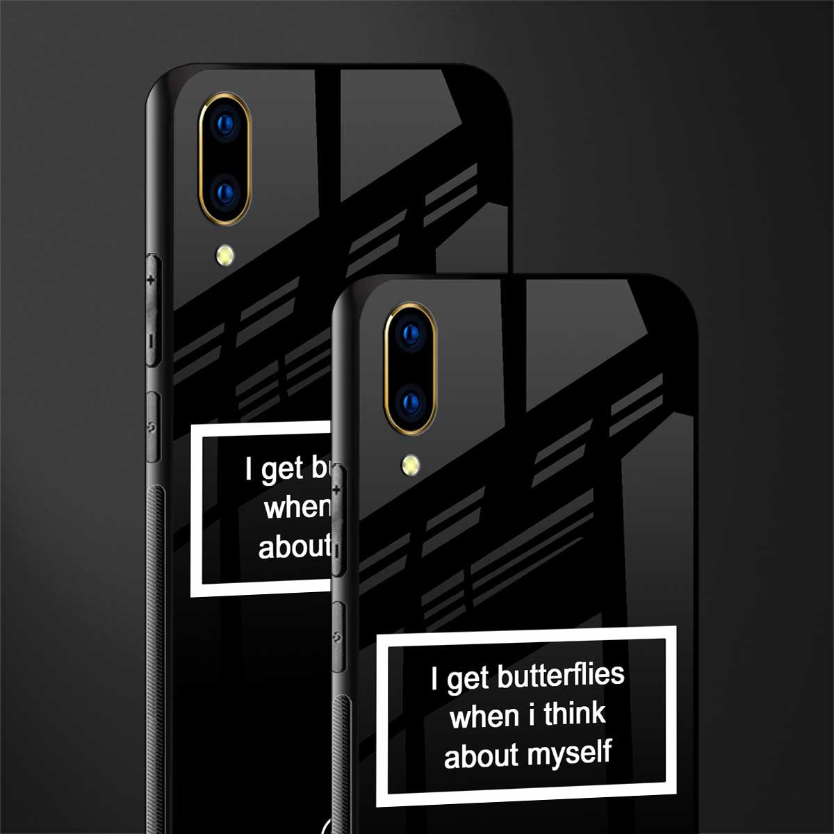 i get butterflies black edition glass case for vivo v11 pro image-2