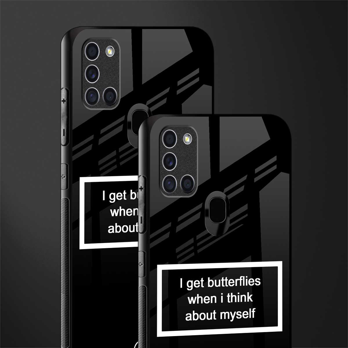 i get butterflies black edition glass case for samsung galaxy a21s image-2
