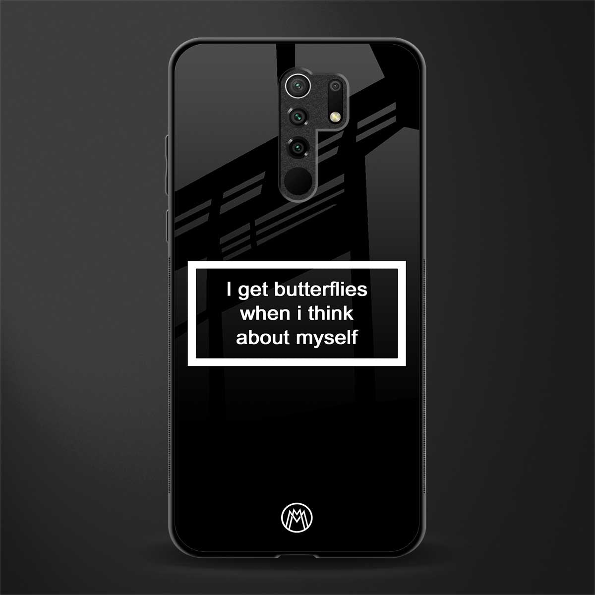 i get butterflies black edition glass case for poco m2 image