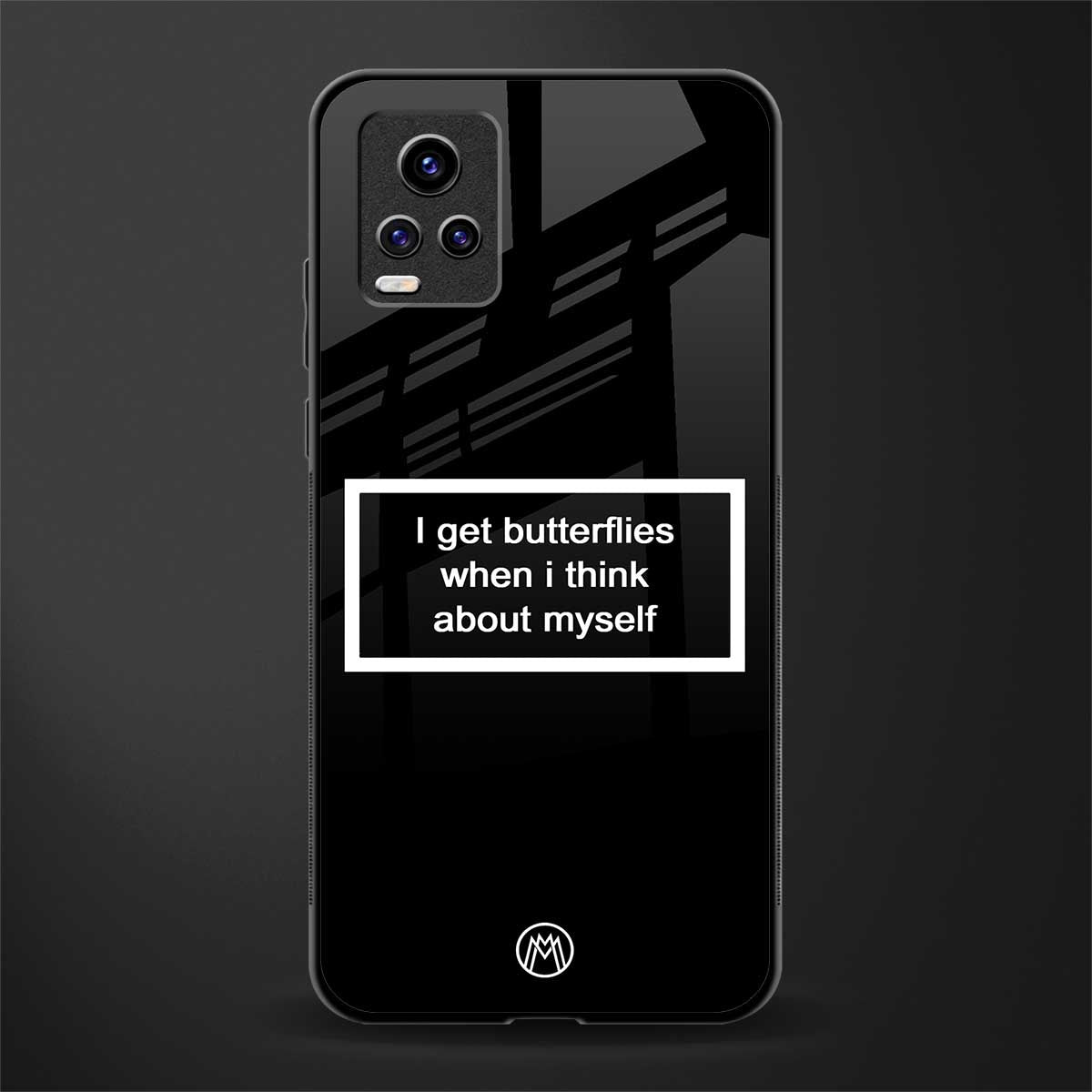 i get butterflies black edition glass case for vivo v20 image