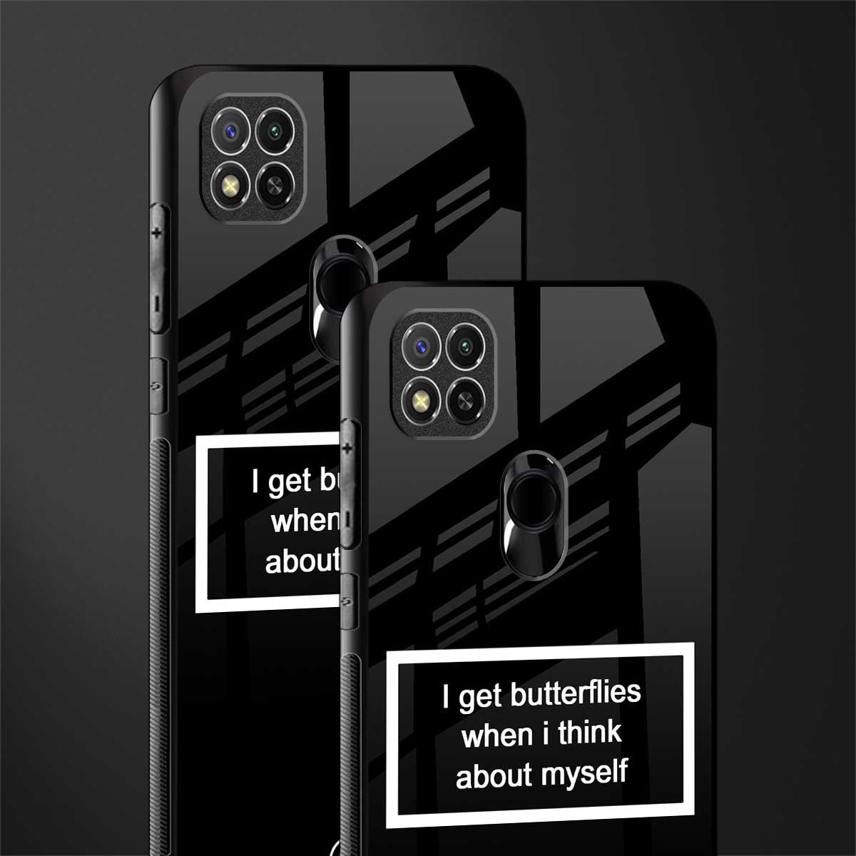 i get butterflies black edition glass case for poco c31 image-2