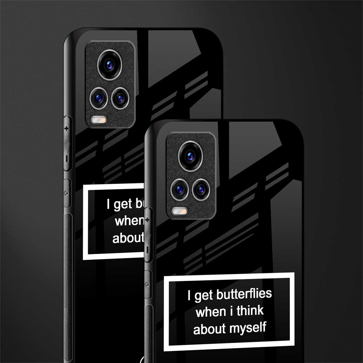 i get butterflies black edition glass case for vivo v20 pro image-2