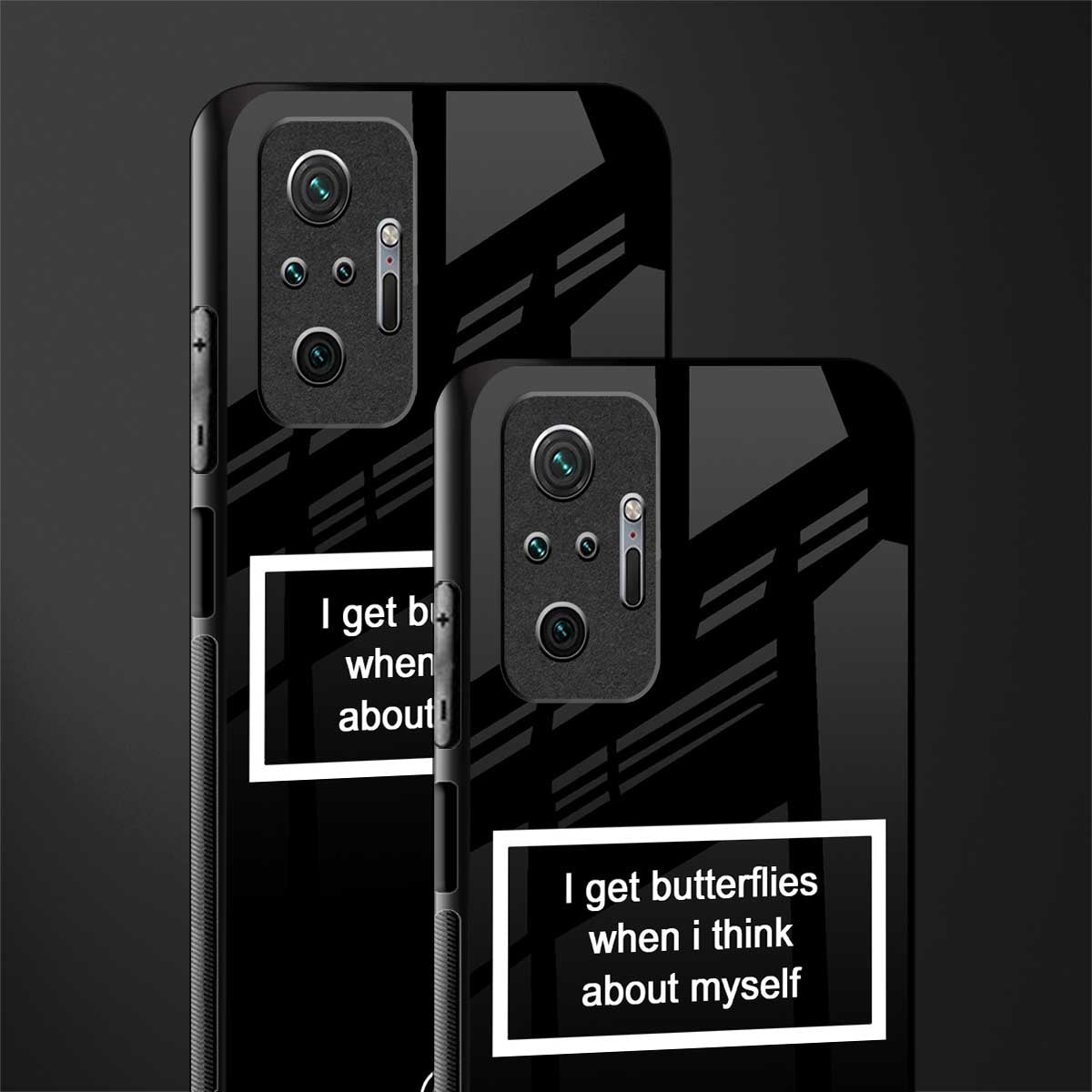 i get butterflies black edition glass case for redmi note 10 pro max image-2