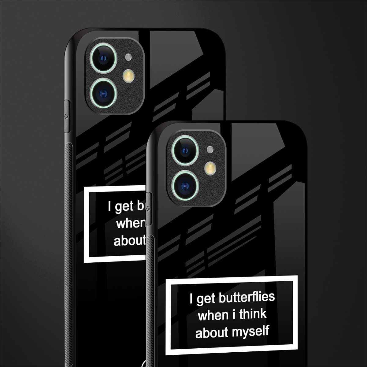 i get butterflies black edition glass case for iphone 12 mini image-2
