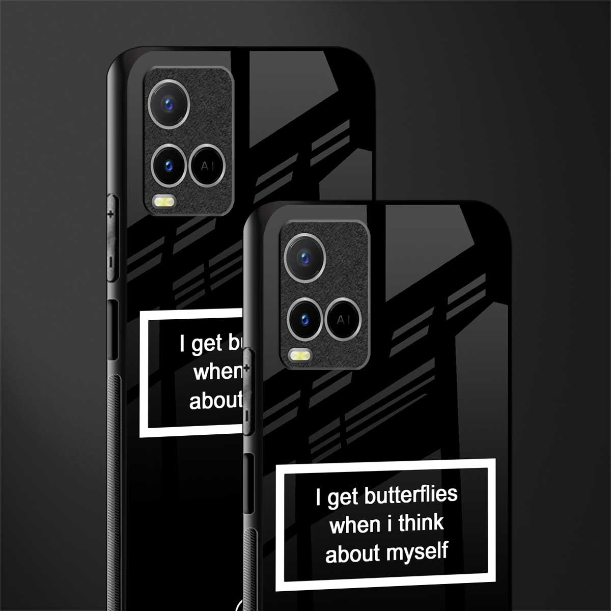 i get butterflies black edition glass case for vivo y21t image-2