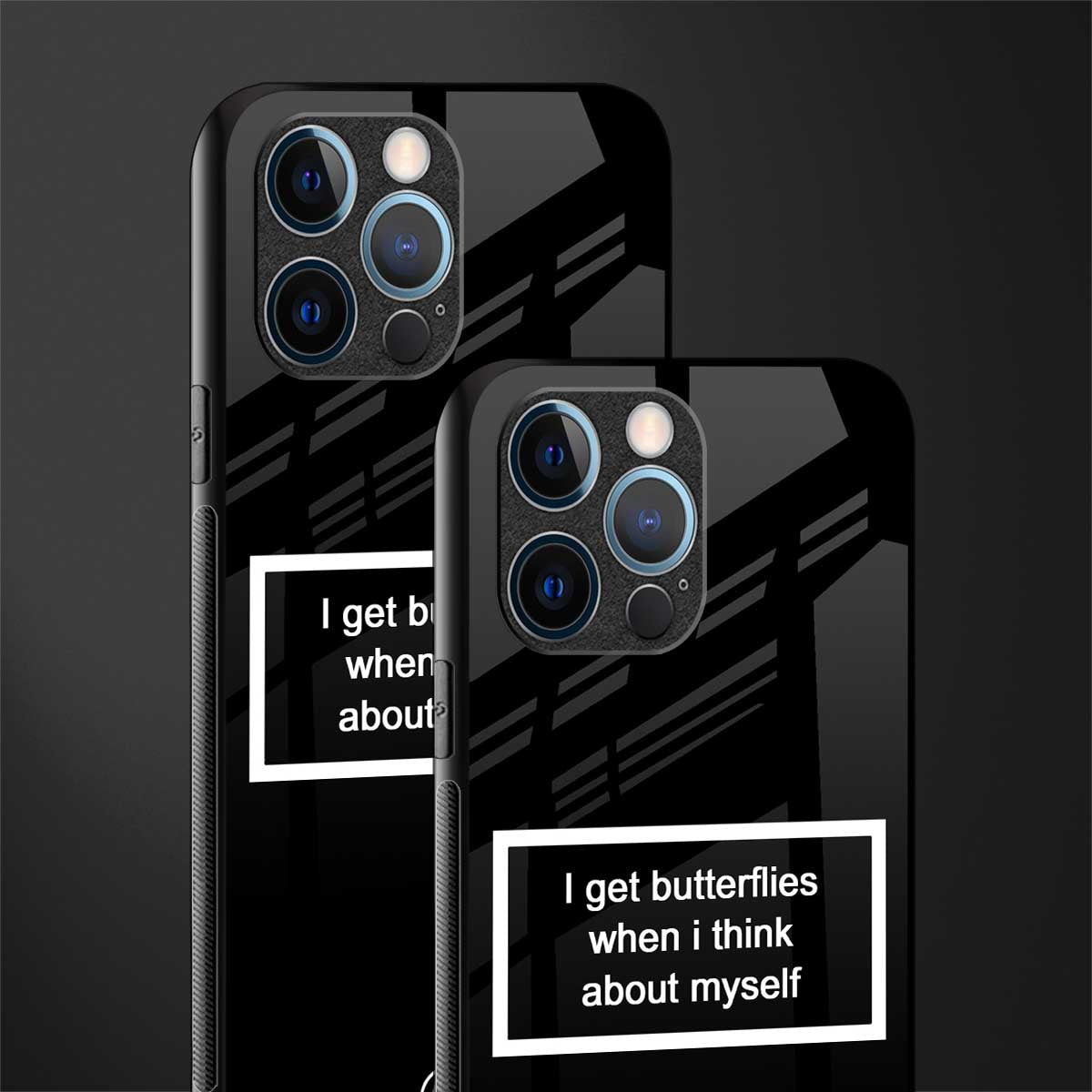 i get butterflies black edition glass case for iphone 12 pro image-2