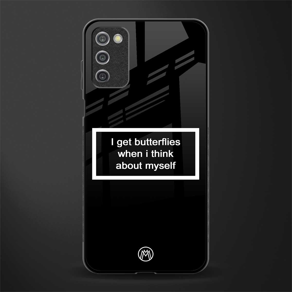 i get butterflies black edition glass case for samsung galaxy a03s image