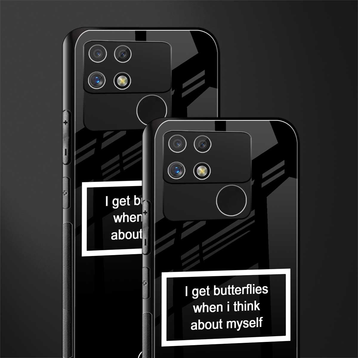 i get butterflies black edition back phone cover | glass case for realme narzo 50a
