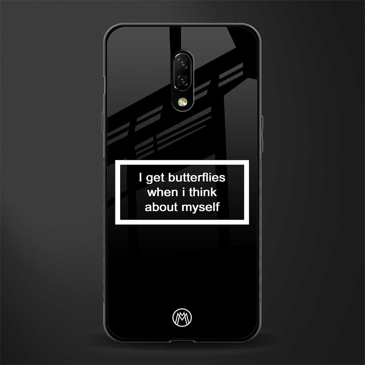 i get butterflies black edition glass case for oneplus 7 image