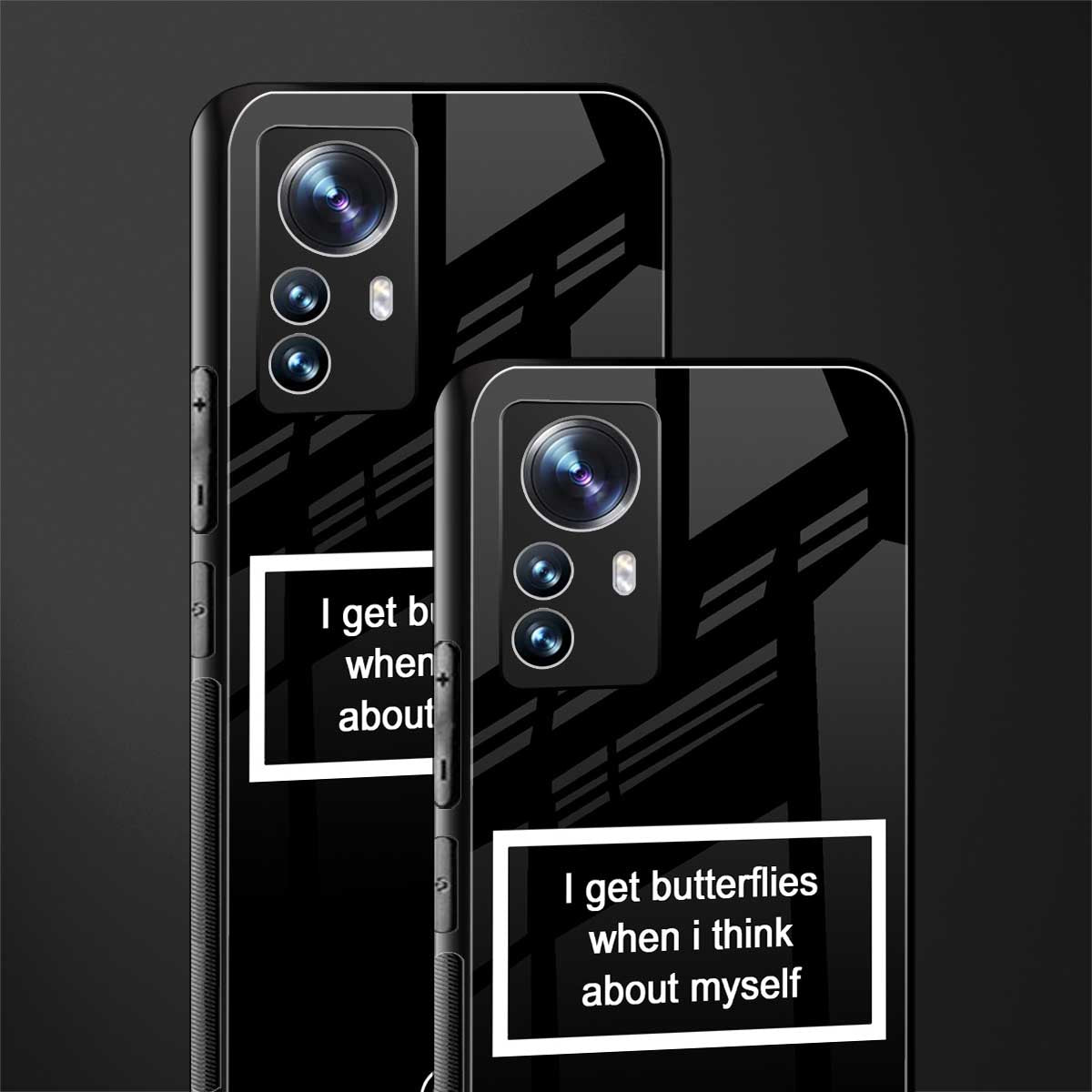 i get butterflies black edition back phone cover | glass case for xiaomi 12 pro
