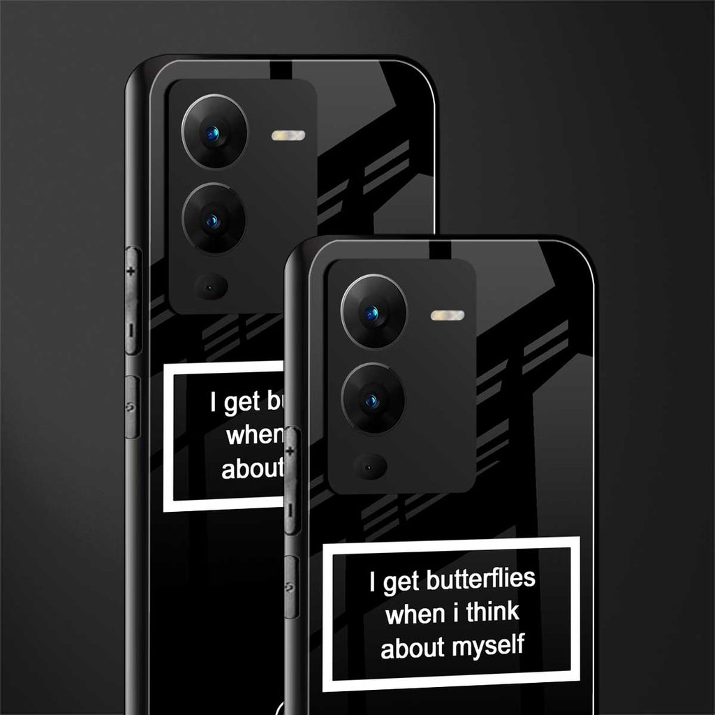 i get butterflies black edition back phone cover | glass case for vivo v25 pro 5g
