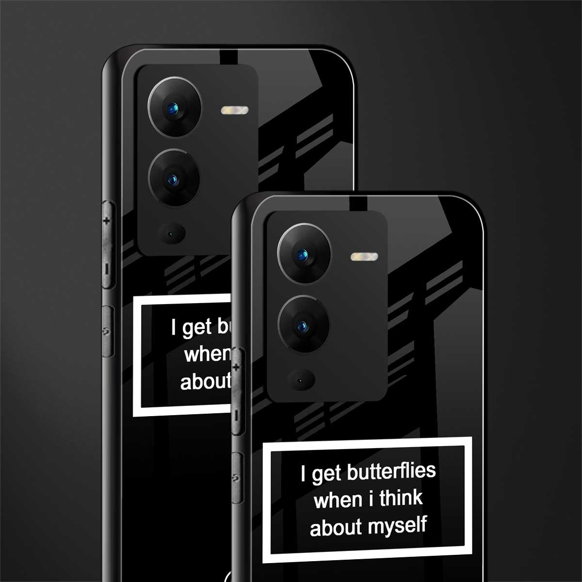 i get butterflies black edition back phone cover | glass case for vivo v25 pro 5g