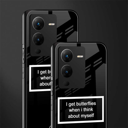 i get butterflies black edition back phone cover | glass case for vivo v25 pro 5g