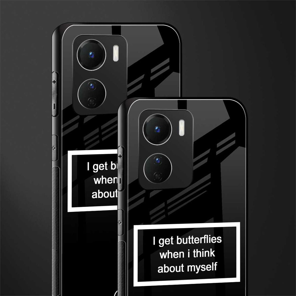 i get butterflies black edition back phone cover | glass case for vivo y16