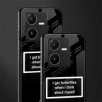 i get butterflies black edition back phone cover | glass case for vivo y22