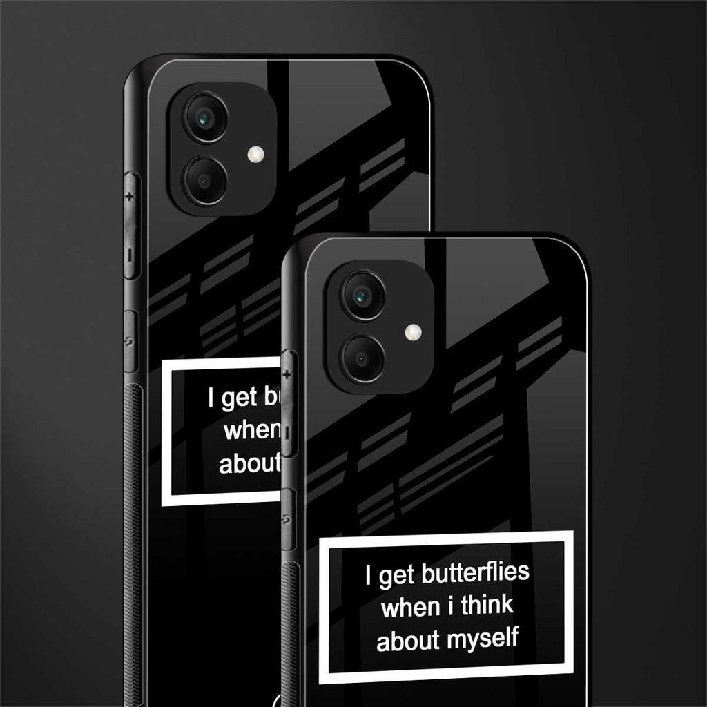 i get butterflies black edition back phone cover | glass case for samsung galaxy a04