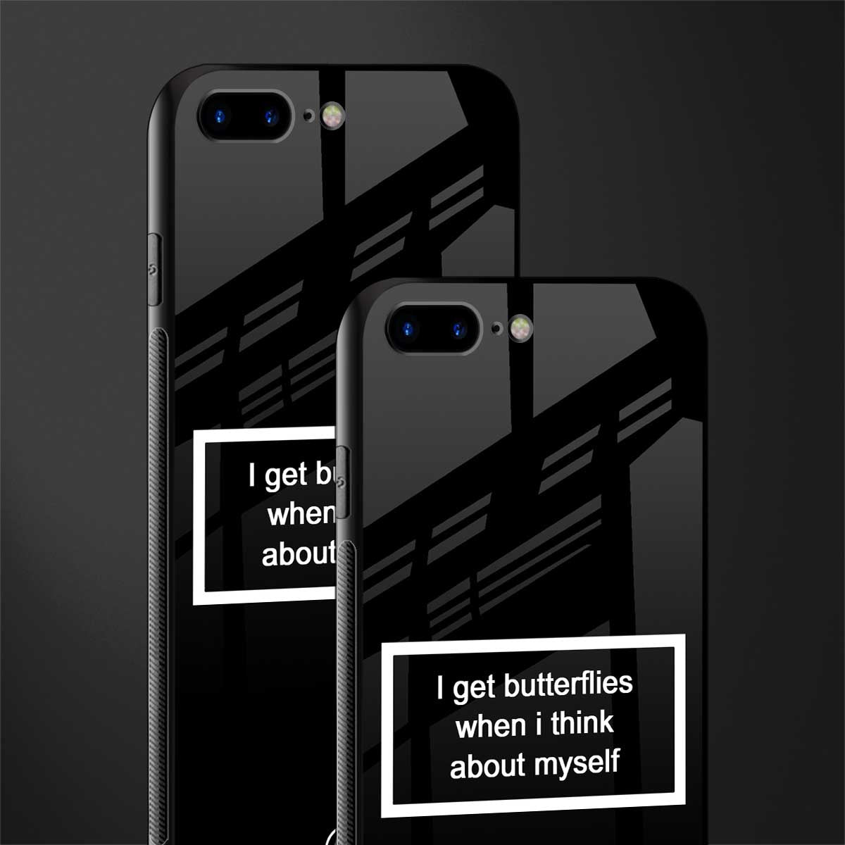 i get butterflies black edition glass case for iphone 7 plus image-2