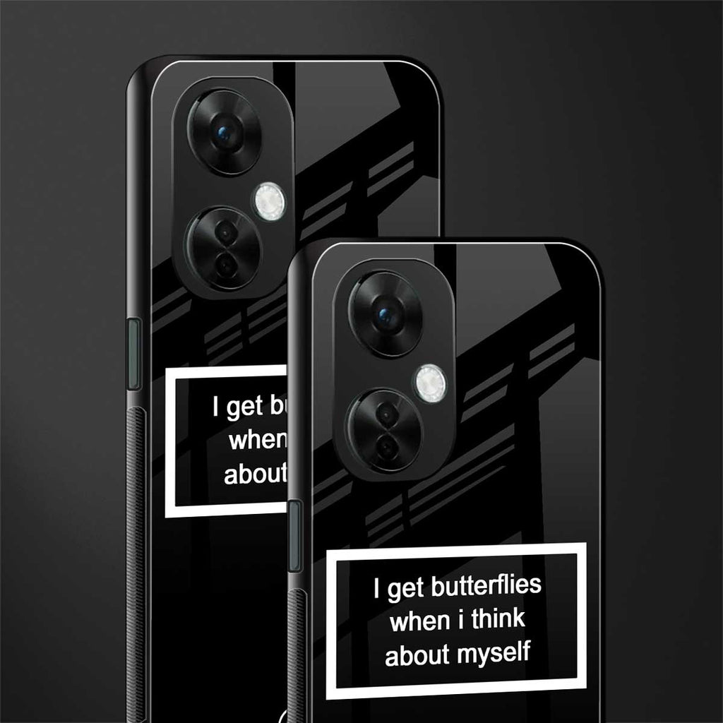 i get butterflies black edition back phone cover | glass case for oneplus nord ce 3 lite