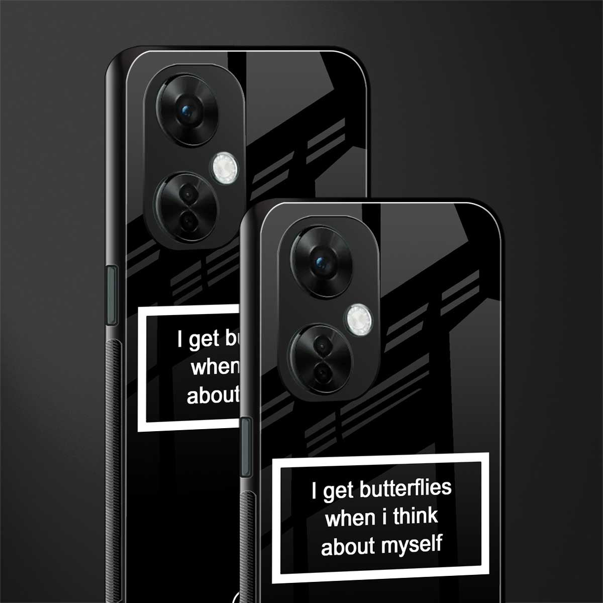 i get butterflies black edition back phone cover | glass case for oneplus nord ce 3 lite