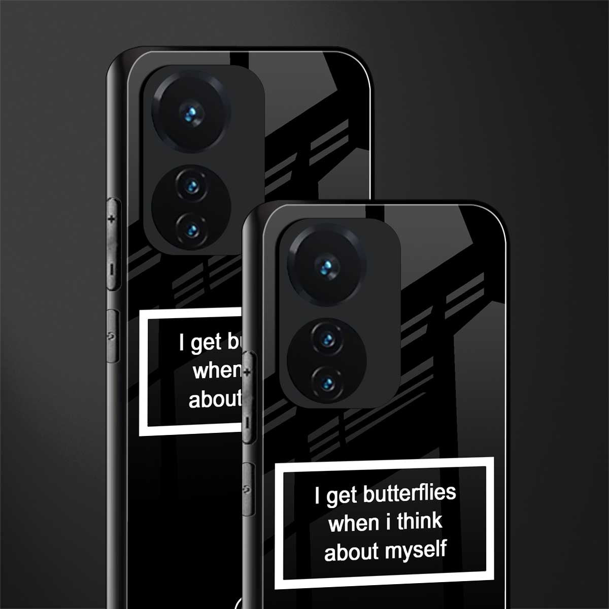 i get butterflies black edition back phone cover | glass case for vivo t1 44w 4g