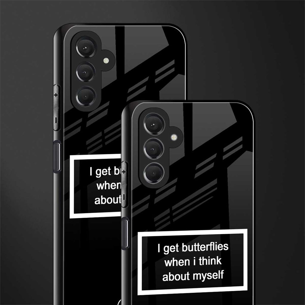 i get butterflies black edition back phone cover | glass case for samsun galaxy a24 4g