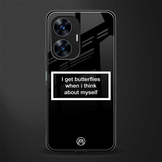 i get butterflies black edition back phone cover | glass case for realme c55