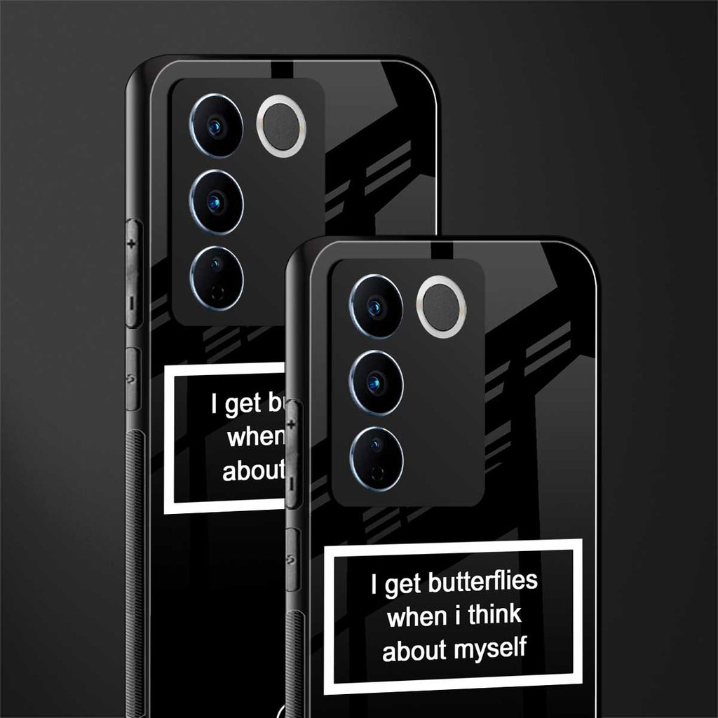i get butterflies black edition back phone cover | glass case for vivo v27 pro 5g