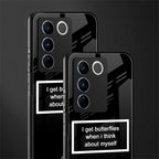 i get butterflies black edition back phone cover | glass case for vivo v27 pro 5g